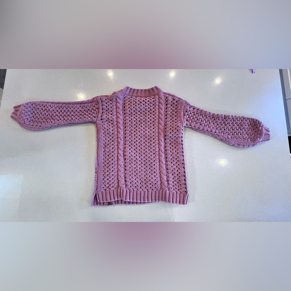 POL Chunky Open Weave Sweater Mauve tone Zipper Fun Detail Sz Small Leather Tag - Picture 6 of 7